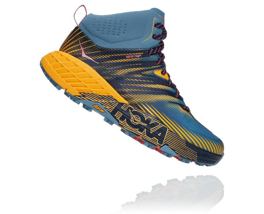 Hoka One One Trail Schoenen Dames - Speedgoat Mid Gore-Tex 2 - Blauw - MZ1397805